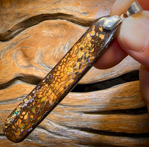 Huge Solid Queensland Boulder Opal Pendant Tribal Pattern with Free Bale fitting