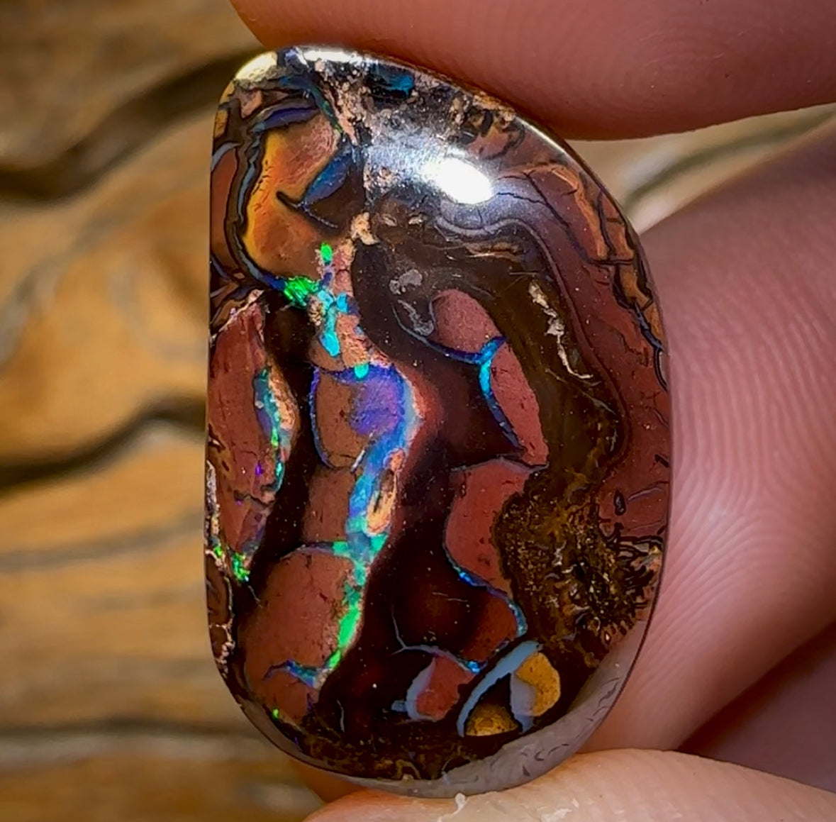 34.4cts - “Zebra” Tribal Yowah Nut Opal. Australian Opal - Opal Whisperers