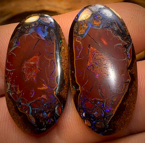34.2cts - Tribal Queensland Boulder Opal Split and Polished Pair Double Sided