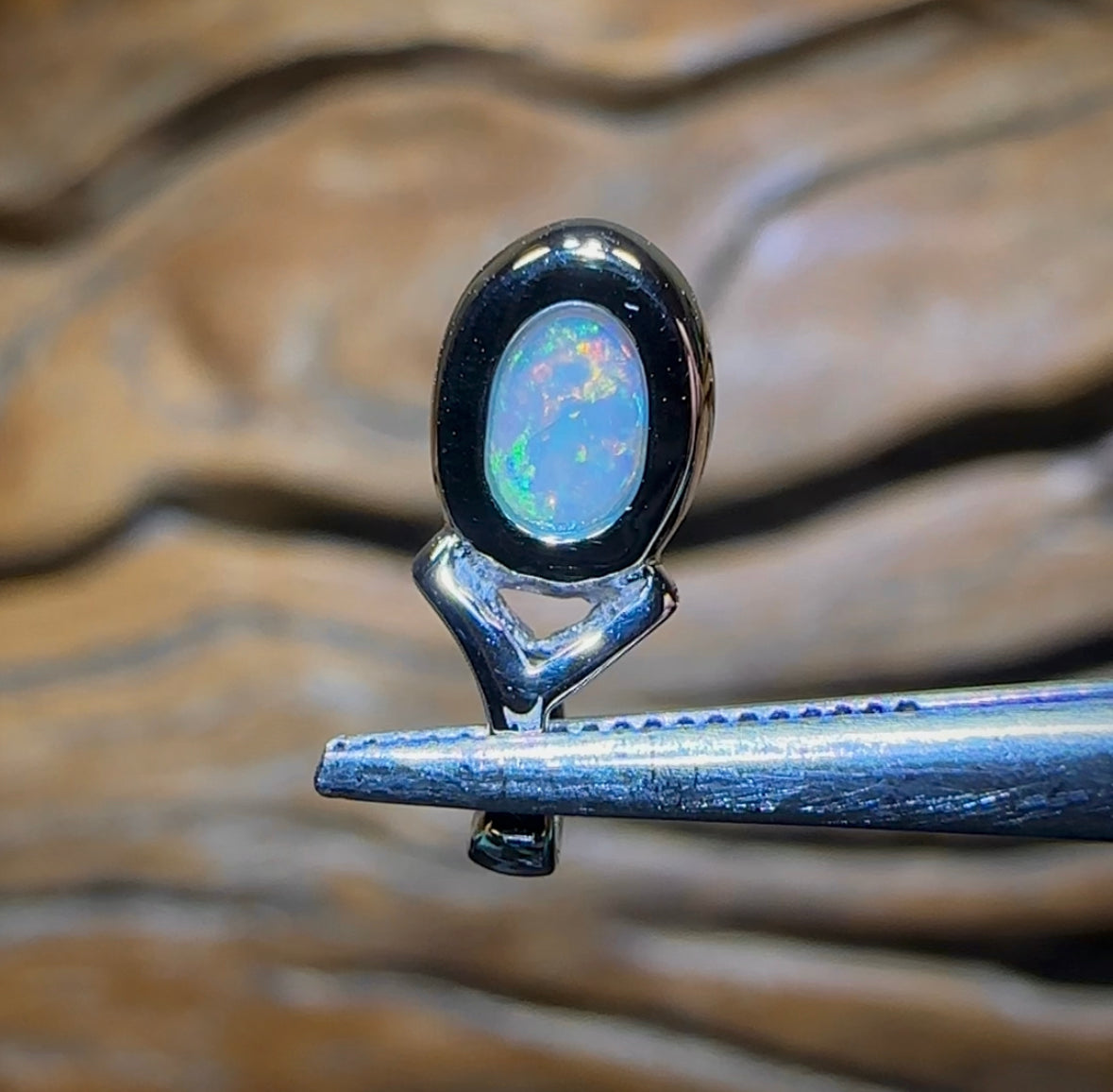 14k White Gold - Solid South Australian Crystal Opal Pendant - Opal Whisperers