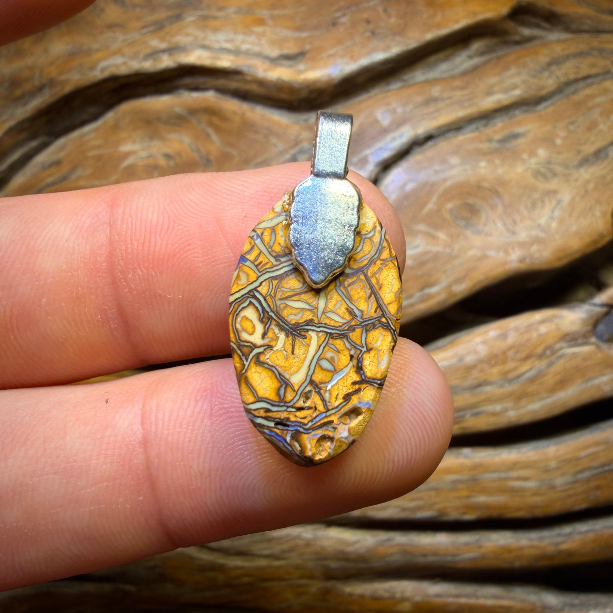 Wildcard! Solid Beige Tribal Queensland Boulder Opal Pendant