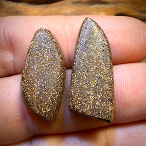 29.9cts - Top Australian Boulder Seam Opal Pair Red Multi Fire