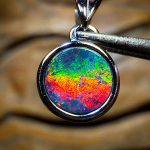 Sterling Silver - “Eclipse”Queensland Boulder Opal Doublet Pendant One Of A Kind