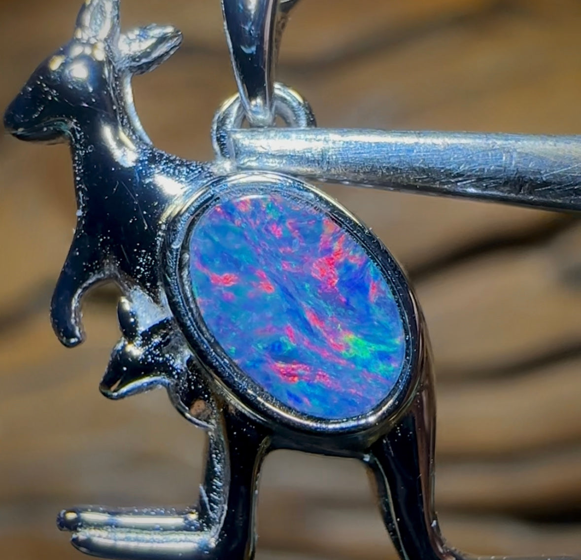 Sterling Silver - Red/Multi Boulder Opal Doublet ROO Pendant. Multiple Available - Opal Whisperers