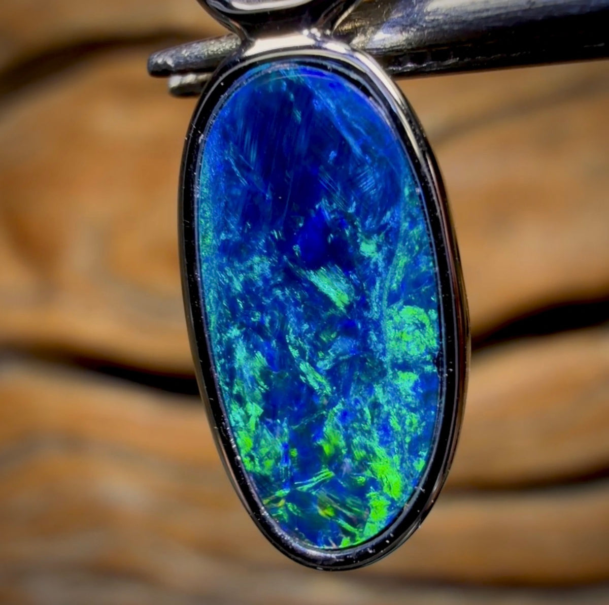 14k White Gold - “Shell Bale” Queensland Boulder Opal Doublet Pendant