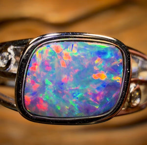 Sterling Silver - Queensland Boulder Unisex Opal Doublet Ring