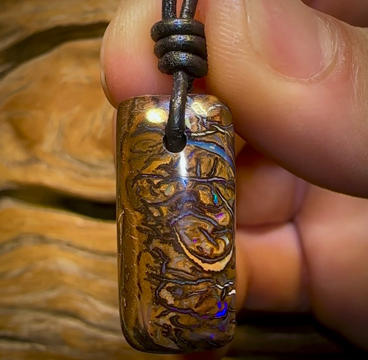 28 x 13mm - “Smiley” Drilled Tribal Australian Boulder Opal Necklace