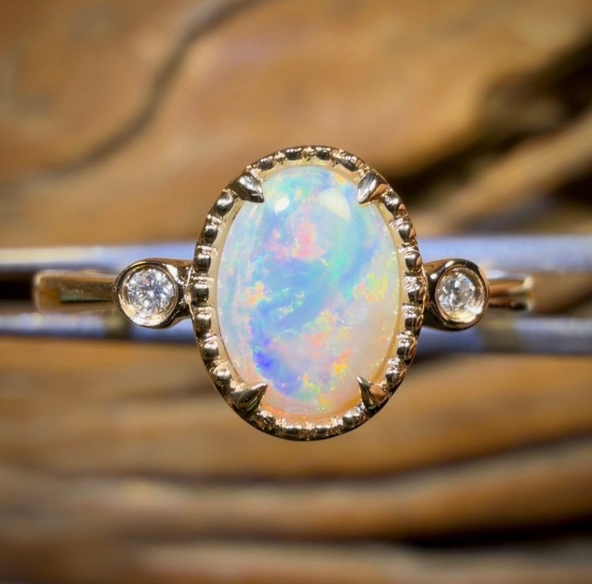 14k Gold - Solid South Australian Crystal Opal Ring