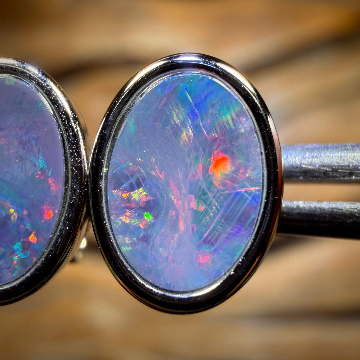 Sterling Silver - Australian Boulder Opal Doublet Stud Earrings