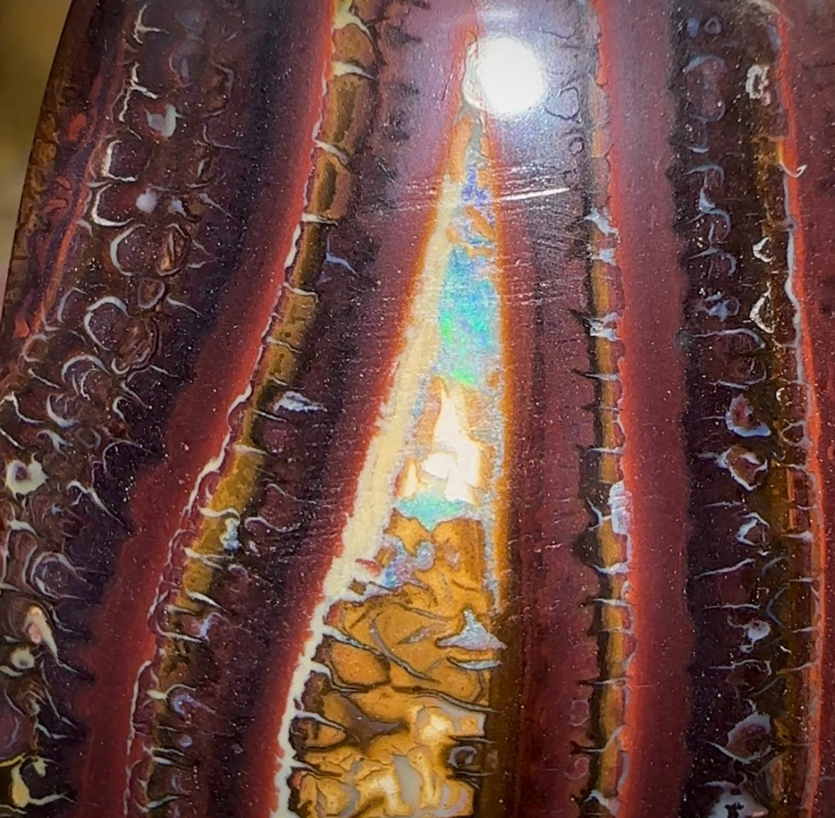 244.5cts - “Twin Caves” Koroit Nut Opal. TRIBAL PATTERN Picture Landscape Pair - Opal Whisperers