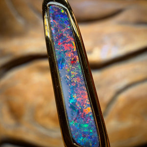 Sterling Silver Gold Plated - Queensland Boulder Opal Doublet Pendant Great Red