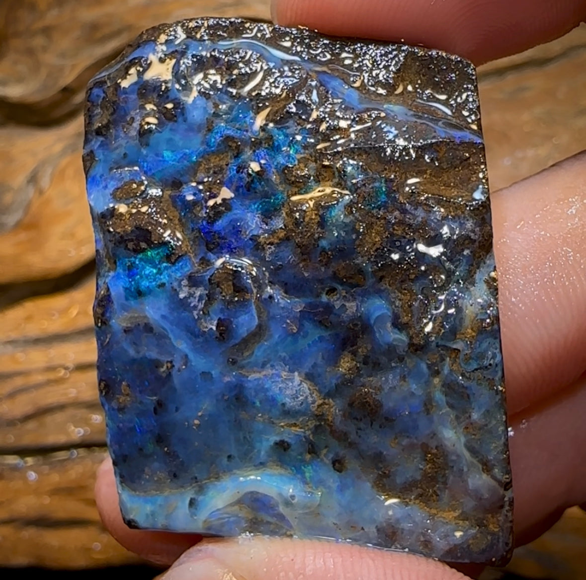 129.8cts - Australian Boulder Opal Rough Preform. Natural Split - Opal Whisperers