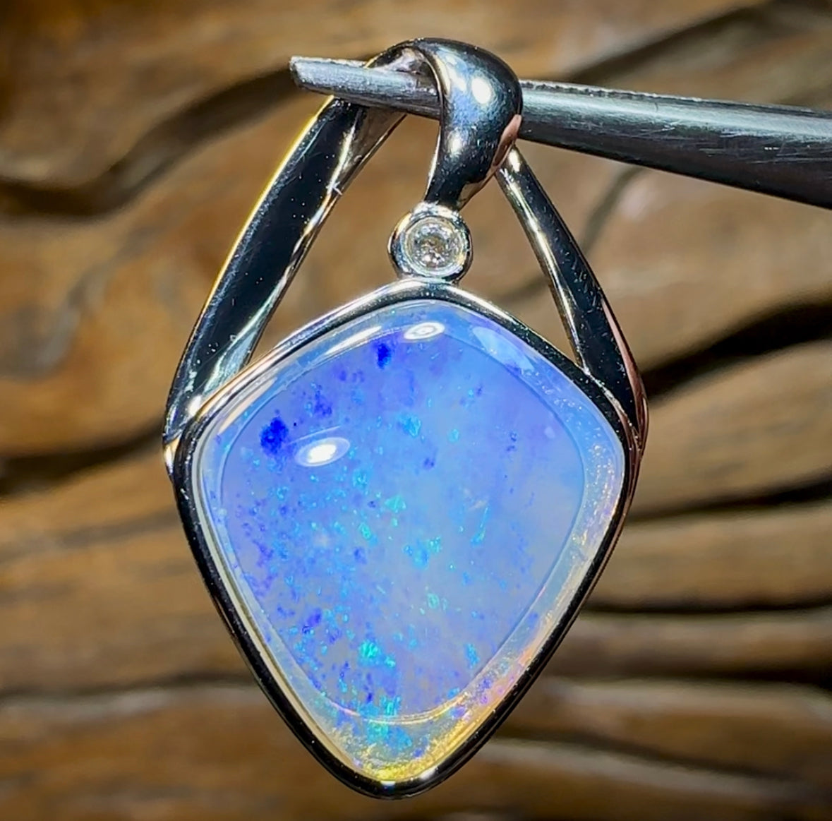 Sterling Silver - Solid South Australian Crystal Opal Pendant. Great Price - Opal Whisperers