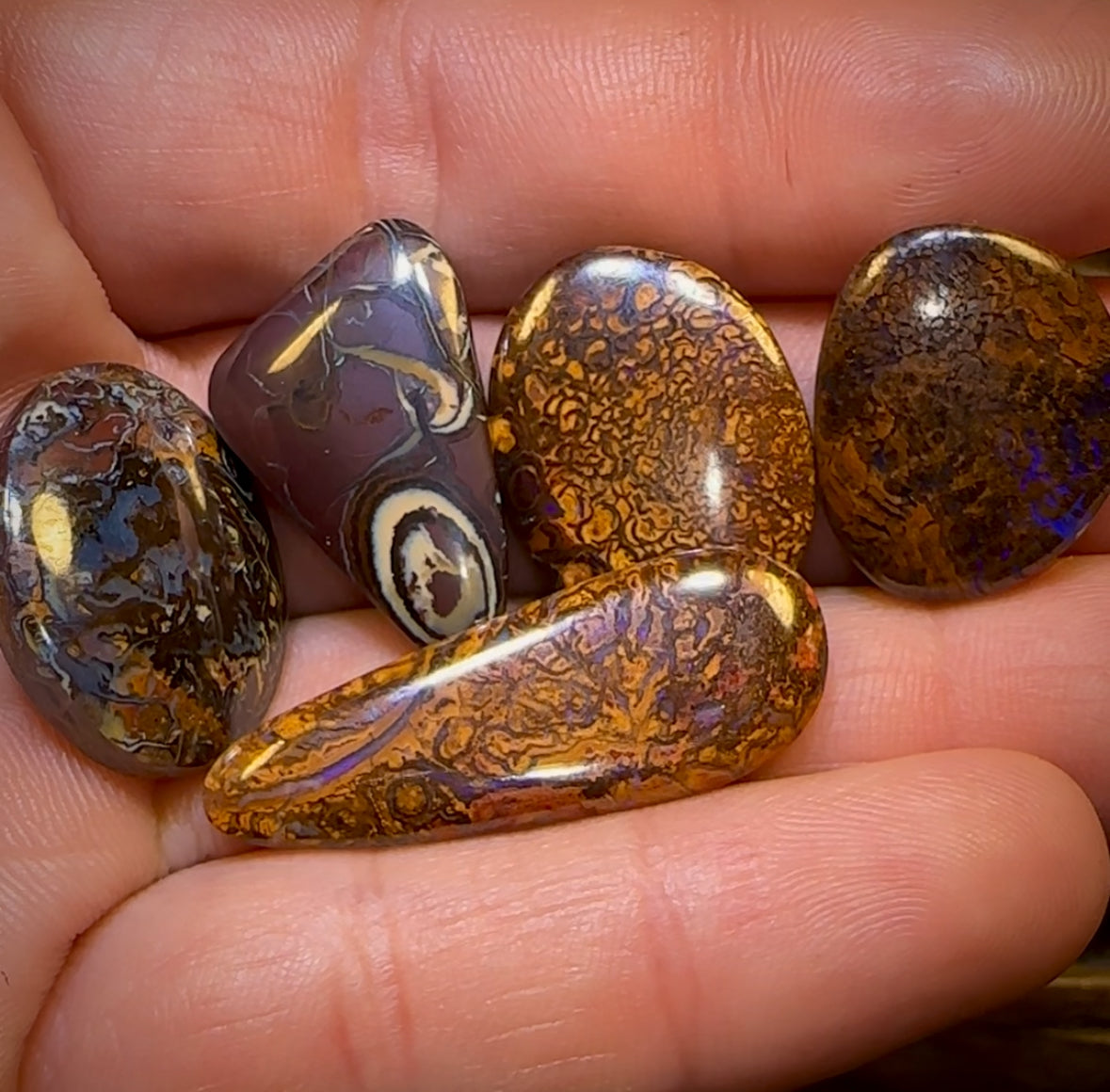 🔒89.1cts - 5x Loose Queensland Boulder Opals. Wholesale Bargain Parcel