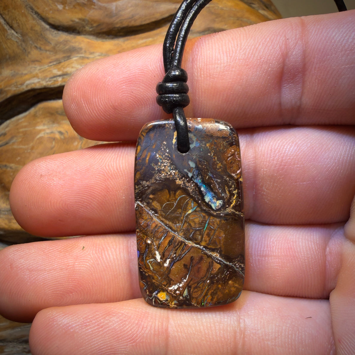 Wild Card! 34 x 20mm - Drilled Tribal Queensland Boulder Opal Necklace