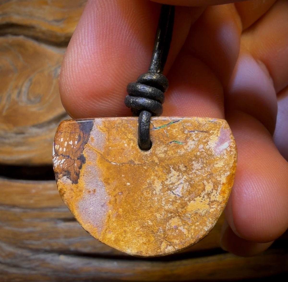 29 x 23mm - Drilled Porcelain Tribal Queensland Boulder Opal Necklace