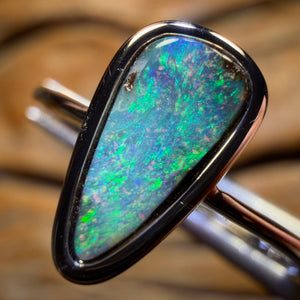 Bargain Card! Sterling Silver - Solid Queensland Boulder Opal Ring