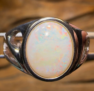 St. Silver - Large South Australian Crystal Opal Ring Unisex - Opal Whisperers