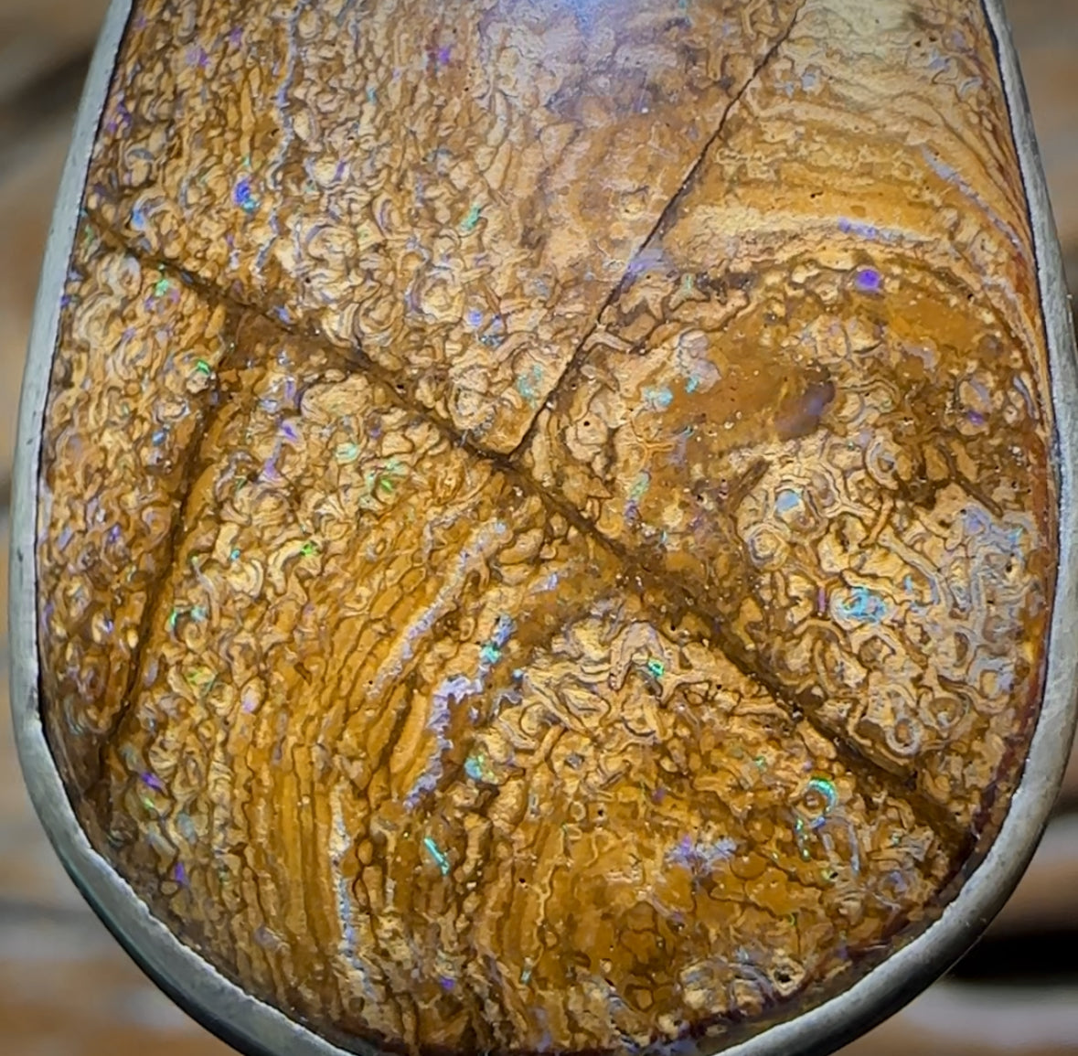 Sterling Silver - Tribal Boulder Opal UNISEX Pendant