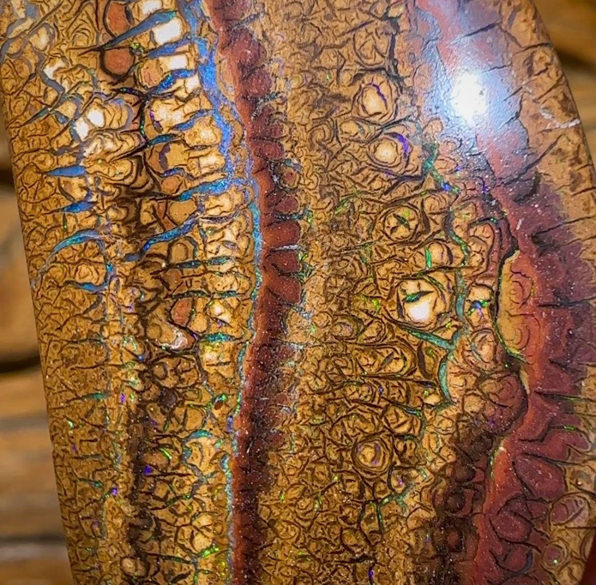 103.6cts - “Tribal Tock Art” Queensland Boulder Opal. Yowah Picture Stone - Opal Whisperers