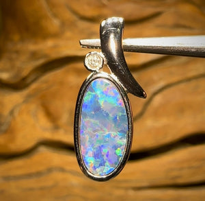 Sterling Silver - Australian￼ Boulder Opal Doublet Pendant - Opal Whisperers