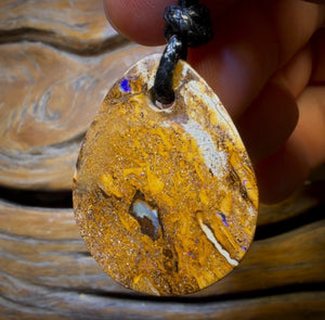 35 x 27mm - Drilled Boulder Opal Pendant w/ Eco Friendly Vegan Cord Bargain
