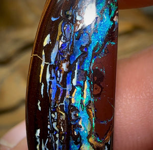 22.9cts - Tribal Australian Boulder Opal. Aquatic Pattern on Black iron stone.