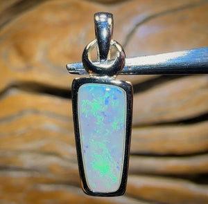 Sterling Silver - Solid South Australian White Opal Pendant