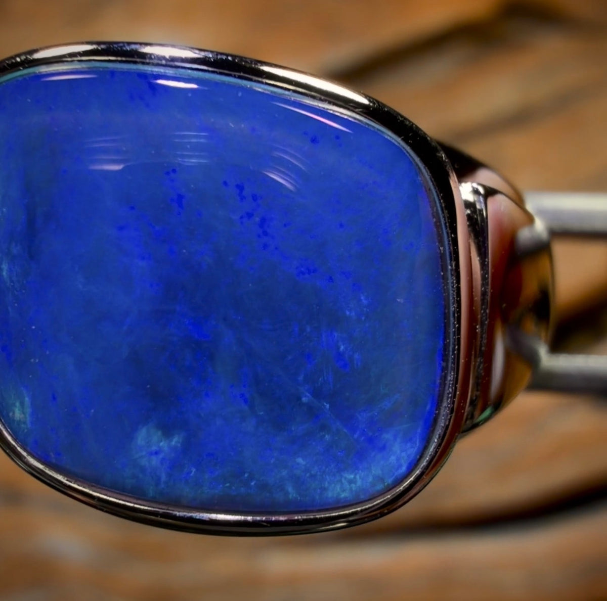 Sterling Silver - XLarge Unisex Queensland Boulder Opal Doublet Ring UNISEX