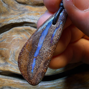 45 x 18mm - Drilled Queensland Boulder Seam Opal Necklace
