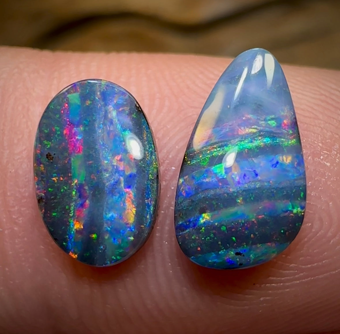 2.8cts - Top Gem Quality Australian Boulder Opal Set - Opal Whisperers