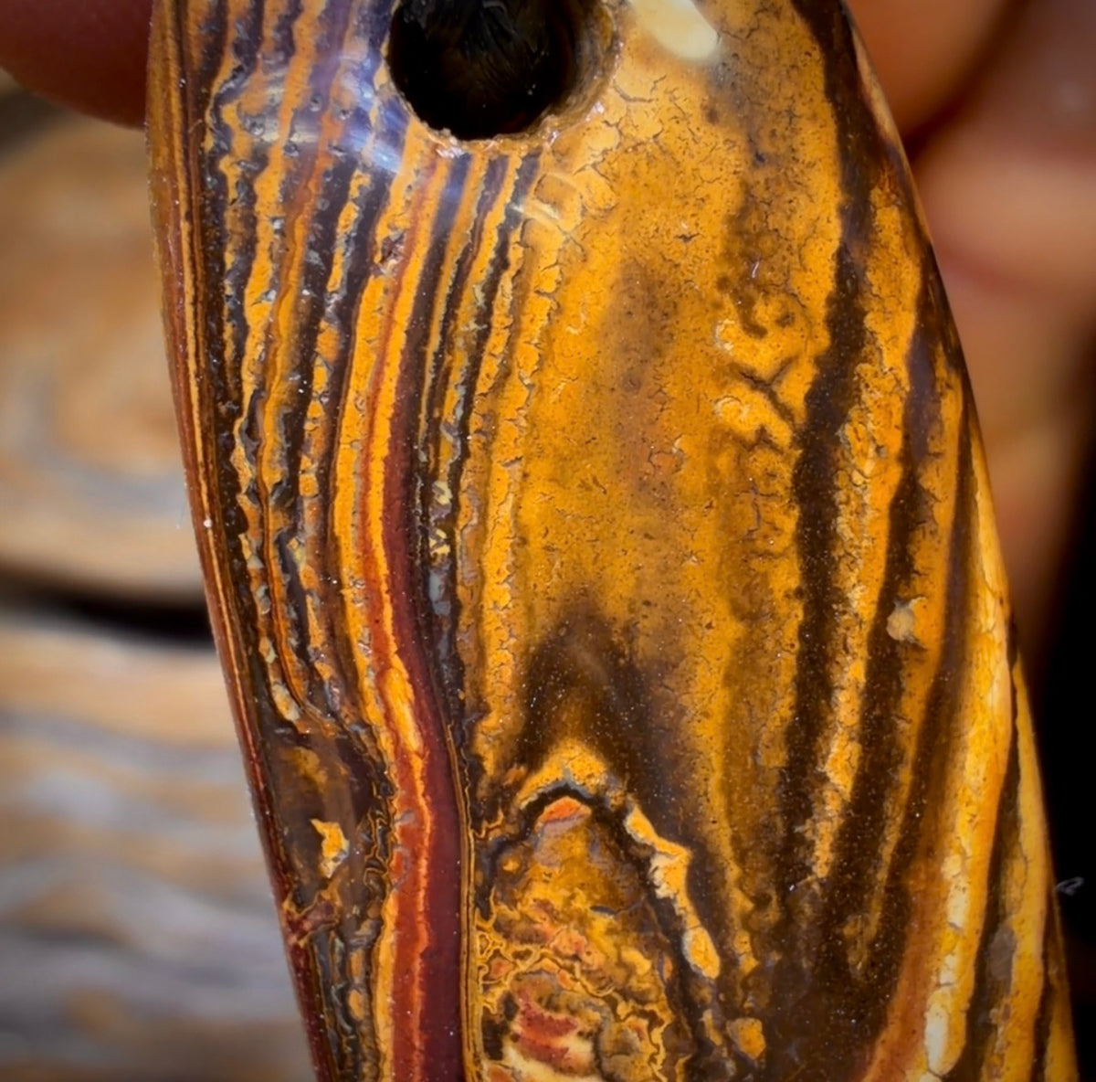 54 x 17mm - Drilled Boulder Opal Pendant w/ Eco Friendly Vegan Cord Picture Stone