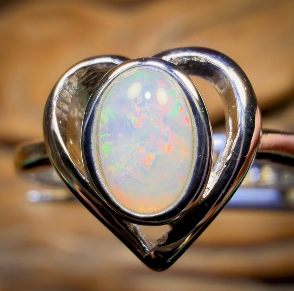 Bague en argent sterling avec opale de cristal d'Australie du Sud