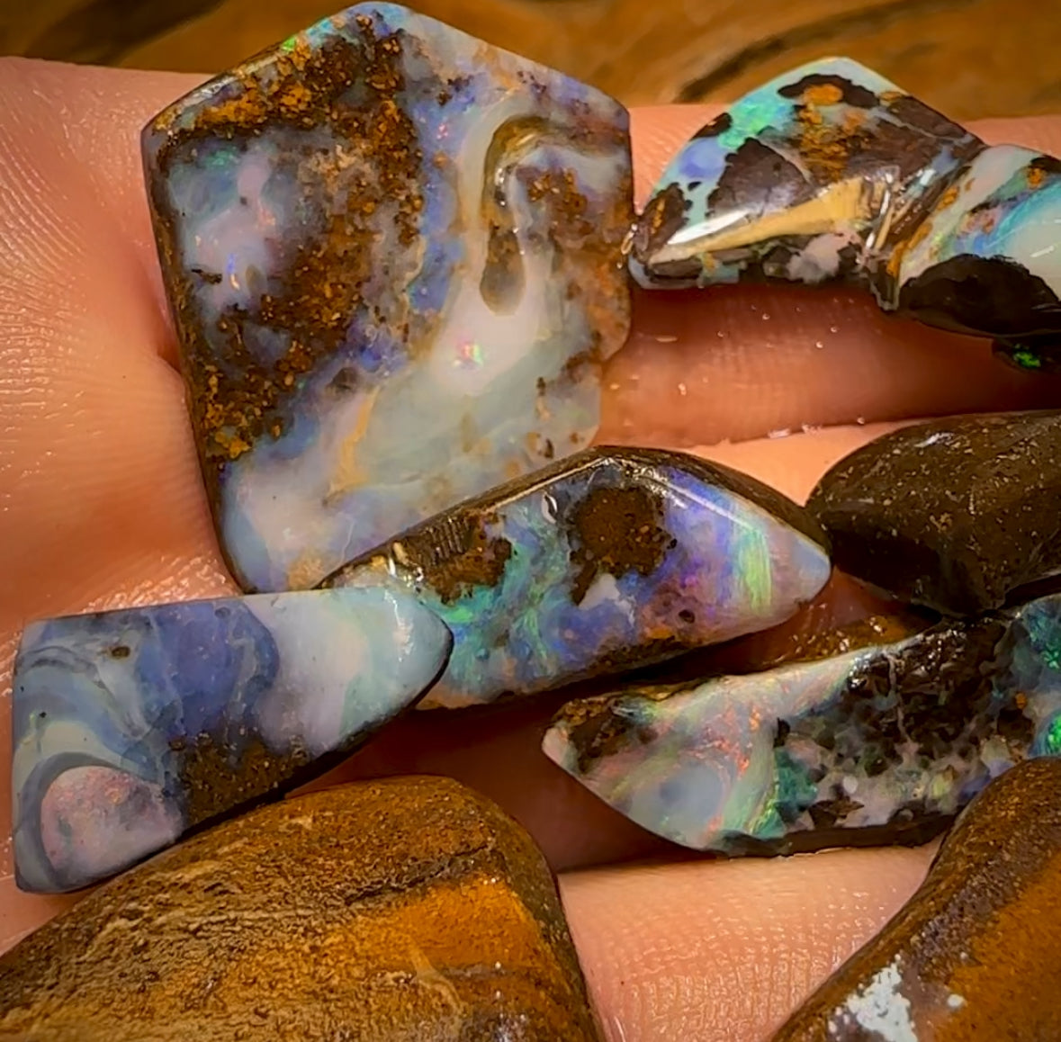 281.5cts - 10x Quality Australian Boulder Seam Opal Rubs Amazing Picture Stone Parcel