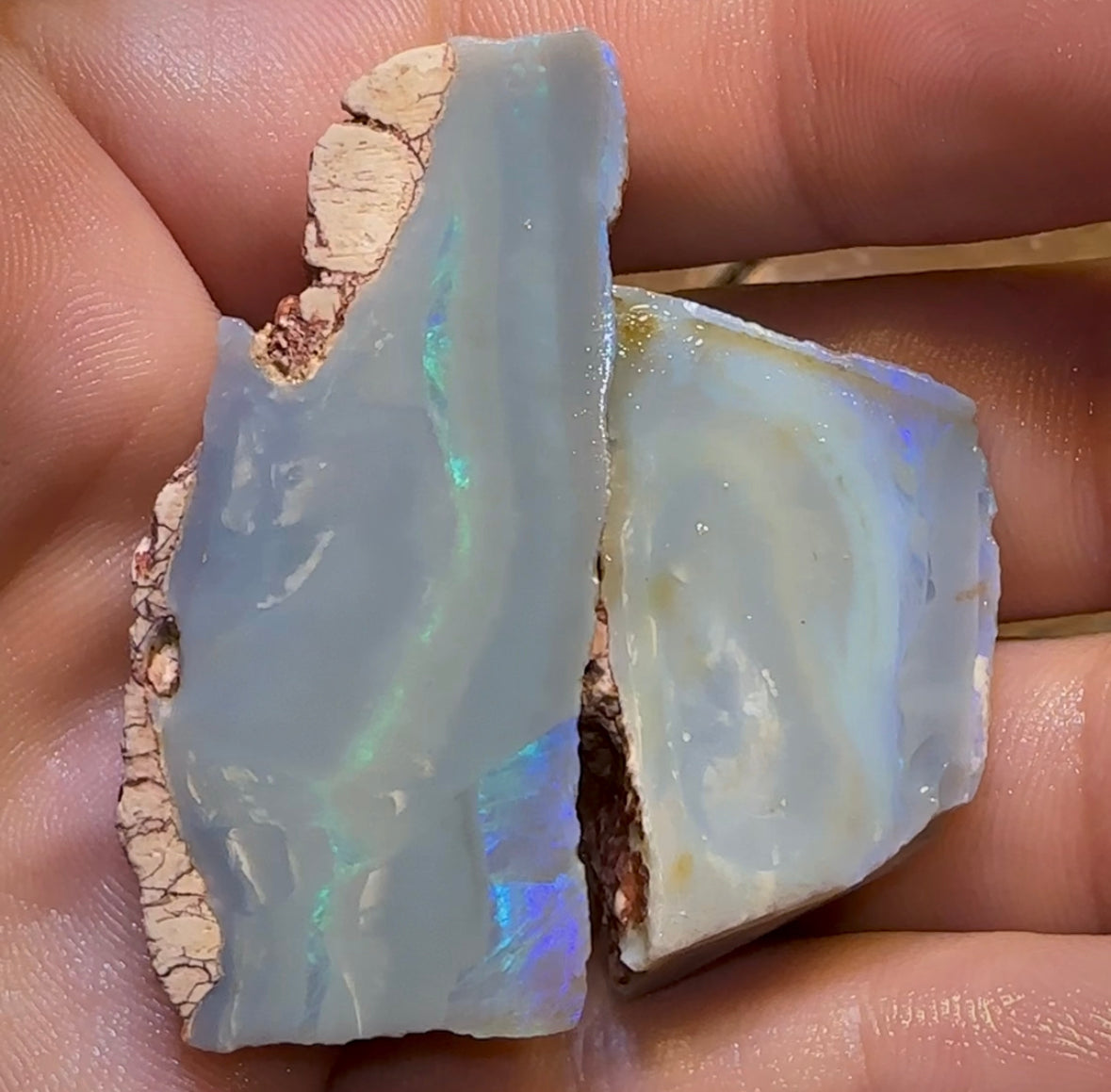 131.5cts - 2x Lightning Ridge Large Dark Opal Rough Pieces - Opal Whisperers