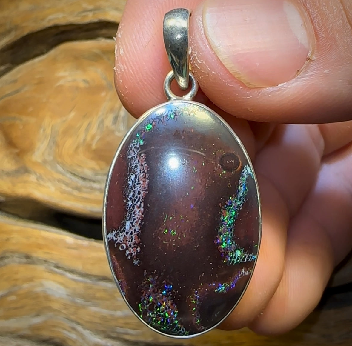 Sterling Silver - Tribal Boulder Opal UNISEX Pendant