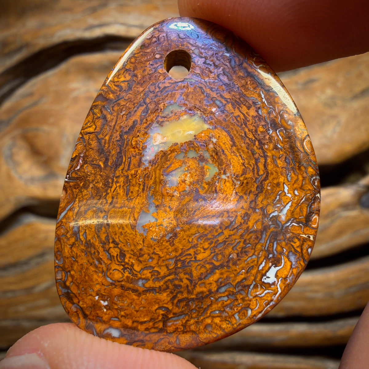 36 x 27mm - Drilled Tribal Queensland Boulder Opal