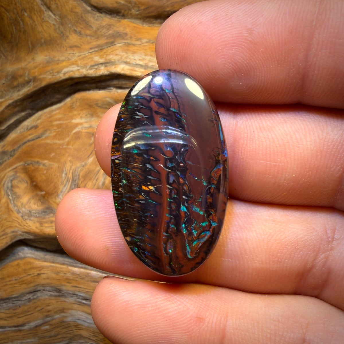 Aren’t You Glad you stayed until the end Card! 45.4cts - Tribal Koroit Nut Opal. Double Sided