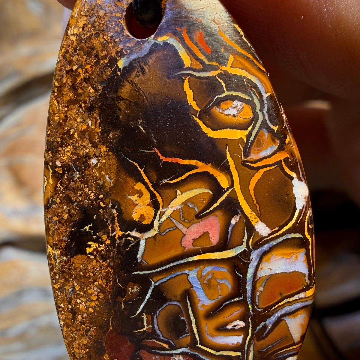 🔨 AUCTION 🔨 39 x 21mm - Drilled Tribal Queensland Boulder Opal Necklace
