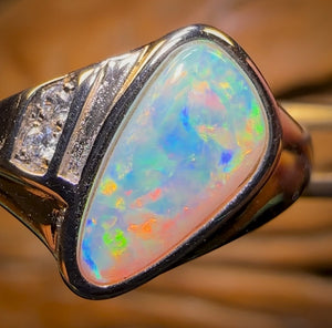 Sterling Silver - UNISEX South Australian Crystal Opal Ring