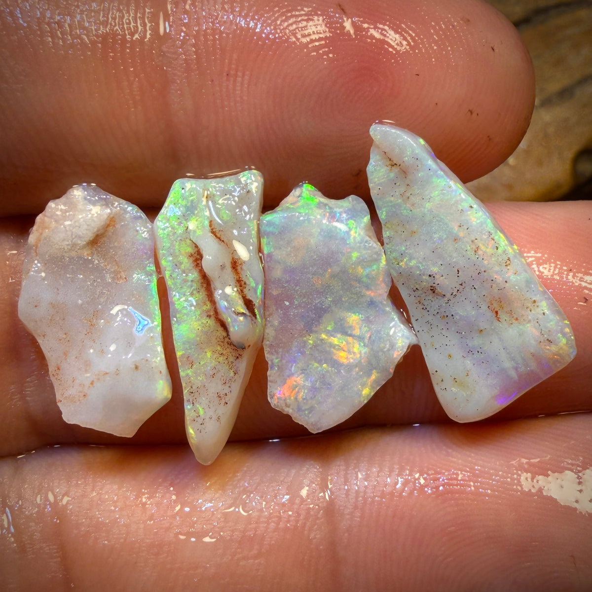 12.6cts - 4x Rare Mintabie Opal Rough Parcel. South Australian Opal