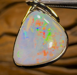 14k “The Artist’s Garden at Giverny” White Gold - Solid South Australian Dark Opal Pendant