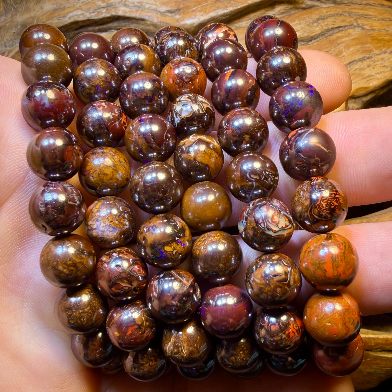 10 x 10mm Drilled Tribal Boulder Opal Bead Bracelets. BULK LISTING Multiple available