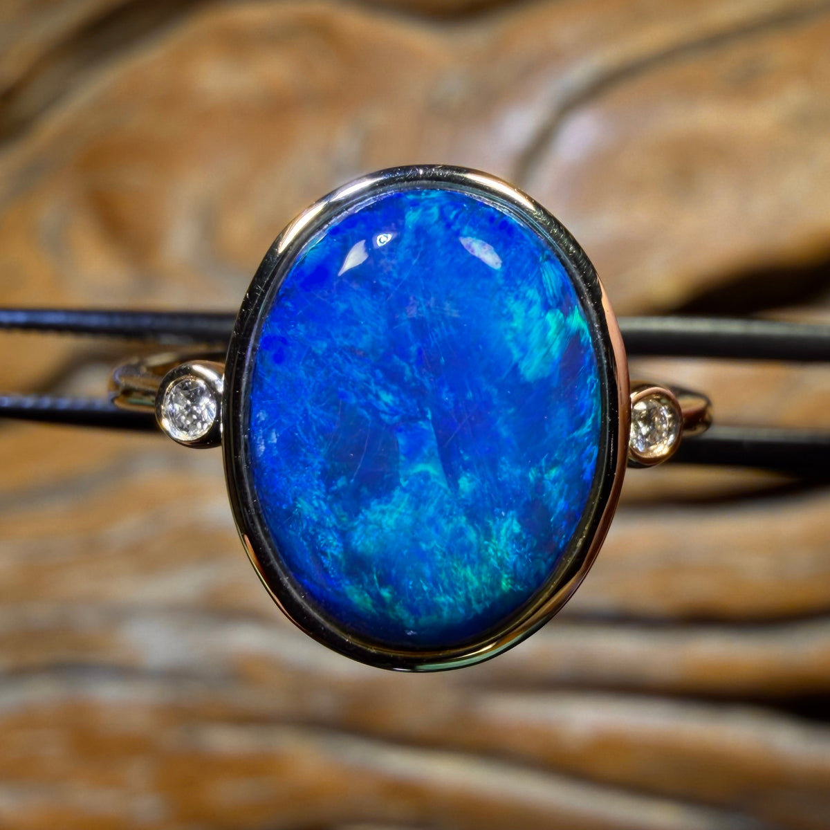 10k Gold - Australian Black Opal Doublet Ring