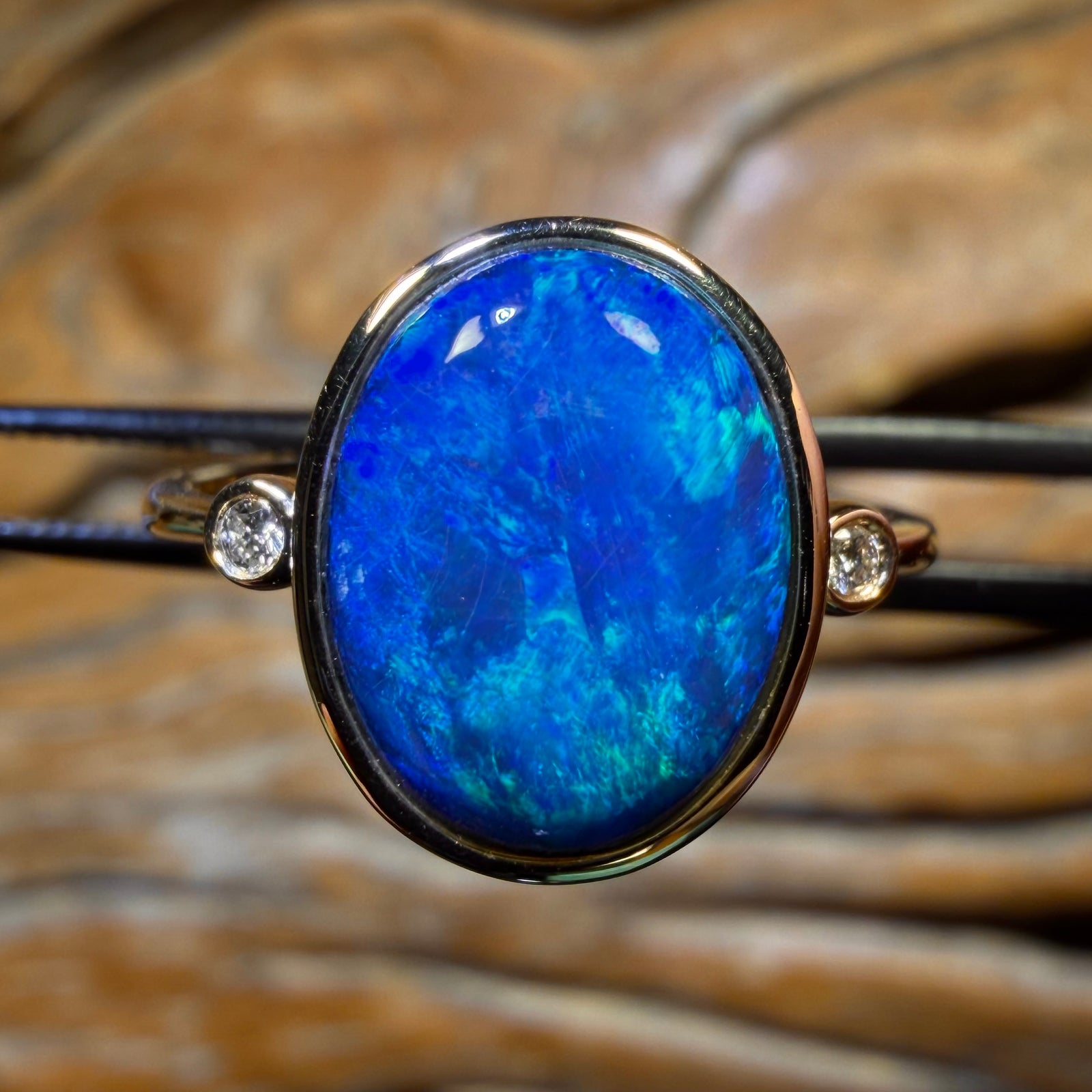 10k Gold - Australian Black Opal Doublet Ring
