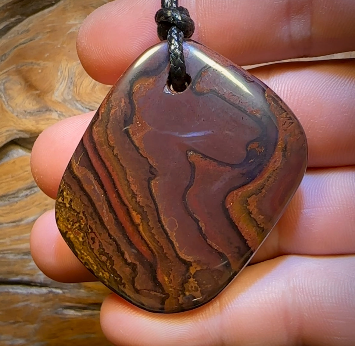 🔨 AUCTION 🔨 No Reserve 47 x 38mm - Large Drilled Boulder Opal Pendant w/ Eco Friendly Vegan Cord