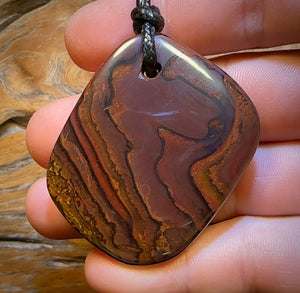 🔨 AUCTION 🔨 No Reserve 47 x 38mm - Large Drilled Boulder Opal Pendant w/ Eco Friendly Vegan Cord