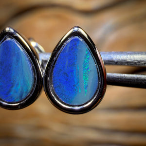 Sterling Silver - Australian Boulder Opal Doublet Stud Earrings