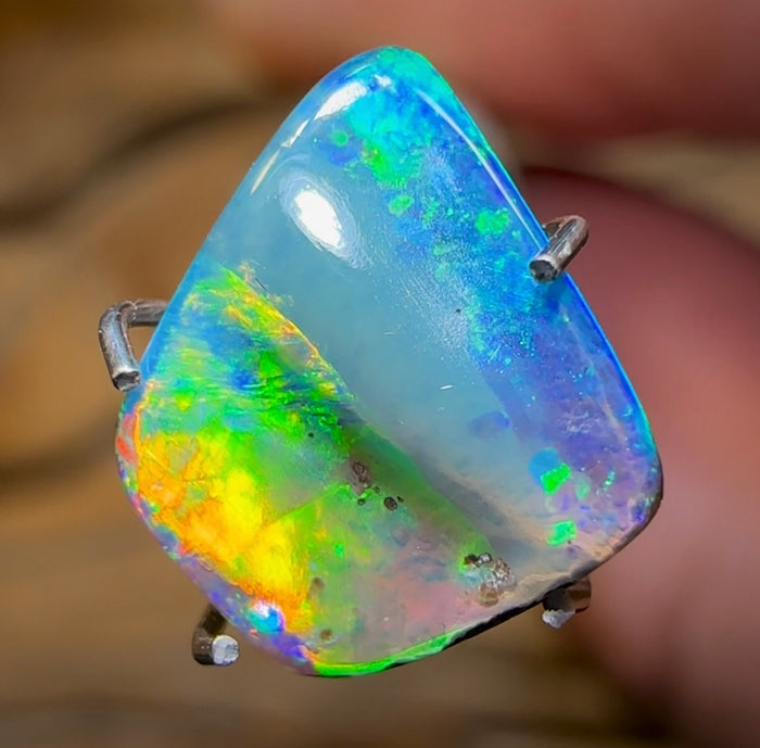 2.1cts - “Ocean Sunrise” Solid Queensland Boulder Opal from Winton - Opal Whisperers