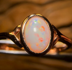 Sterling Silver / Rose Gold - South Australian Crystal Opal Ring